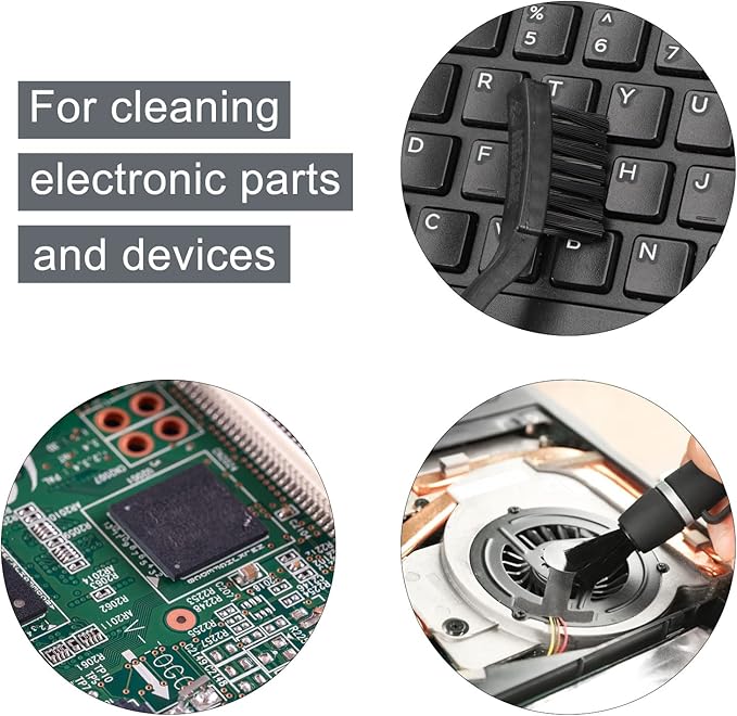 uxcell 4 Pcs Antistatic ESD Brush Portable Plastic Handle Nylon Lab Cleaning Brushes for Electronics Keyboard PCB BGA Repair Soldering, 18x14mm Bristles