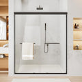 56-60" W x 70" H Double Sliding Shower Door, Semi-Frameless Shower Door with 1/4"(6mm) Clear Tempered Glass, Silent Soft-Close Door for Walk-in Shower, Matt Black