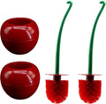 Toilet Brush Household Bathroom Cleaning Cherry: 2-Pack Adorable Shape with Holder, Deep Clean Bowl Under Rim（Red