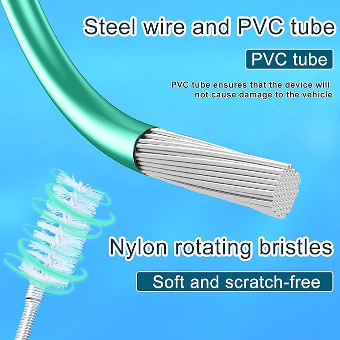 5pcs Sunroof Drain Cleaning Tool Kit, Long Pipe Cleaner Drain Unclogger with 1 Syringe Hose 2 Clean Brush 1 Syringe for Auto Car Sunroof Windshield