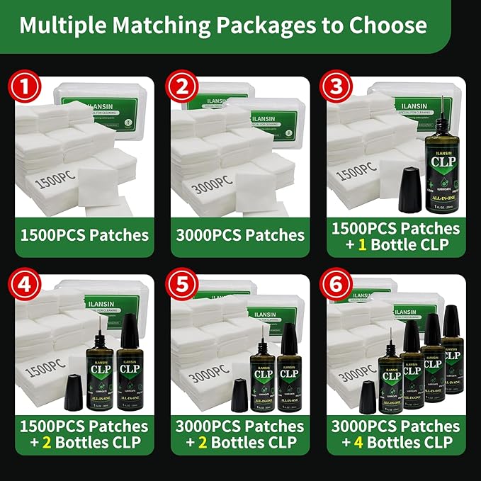 3000/1500PCS Gun Cleaning Patches+CLP Oil,2"x2" Lint Free Gun Cleaning Cloth,Professional Wipes for Shot Pistol/All Caliber of Firearms.Store in Box Can Store Gun Cleaning Kit,Choose Your Set