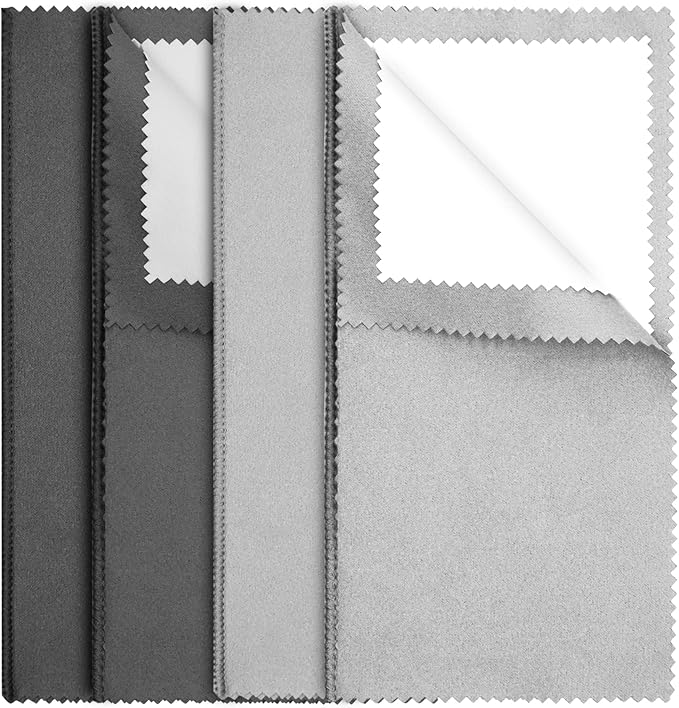 4Pcs Silver Polishing Cloths - Double-Sided Jewelry Cleaner for Sterling Silver, Gold, Platinum - Keeps Shining