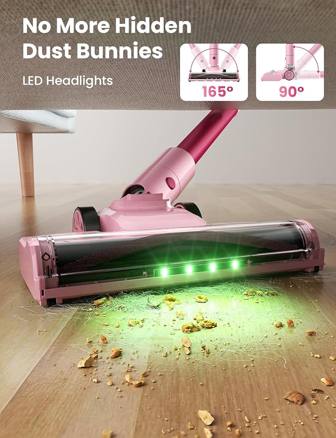 Dzaki Cordless Vacuum Cleaner, Stick Vacuum with Smart LED Display, 50KPA 55Mins Vacuum Cleaners for Home, Powerful Suction, Anti-Tangled Lightweight Rechargeable Vac for Pet Hair, Carpet