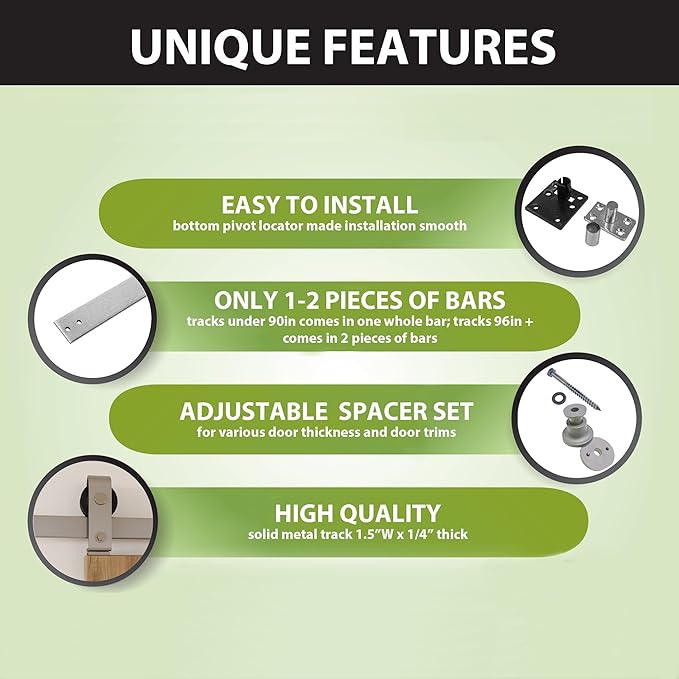 Homacer 28in Brushed Nickel Top Mount Bi-Folding Sliding Barn Door Hardware Kit for 2 Doors,Heavy Duty, Quietly,Easy to Install (Door Not Included)