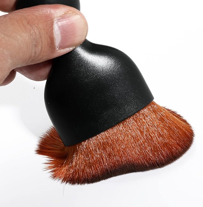 Car Interior Detailing Brush,Soft Bristle Cleaning Brush Car Detailing Brush Dusting Brush,Car Interior Cleaning Tool,Auto Detail Brush Car Dash Duster Brush (Black&Brown)