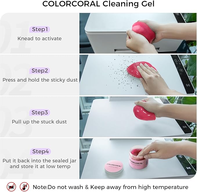 COLORCORAL Cleaning Gel 2Pack for Office Products Cleaning,Keyboard Cleaner Dust Clean Gel for Car Interior Cleaning,Car Putty Reusable Slime goo for Vehicle Vents,Laptop(Navy Blue, Rosed Red)
