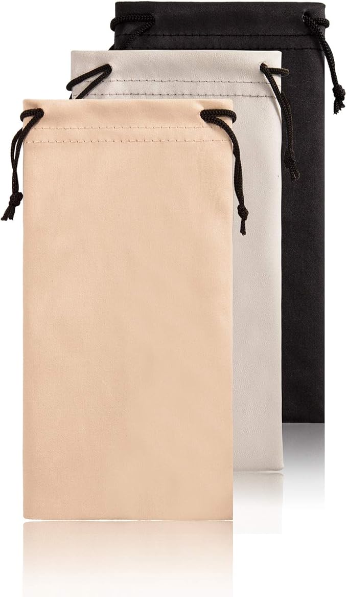 TRIUMPH VISION Soft Eyeglass Pouch 3 Pack - Pouch for glasses Microfiber Screen Cleaning Bag