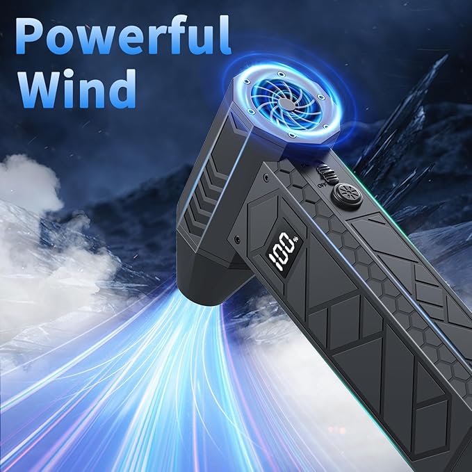 Electric Air Duster with LCD Screen & Flashlight, 180000RPM Compressed Air Duster Turbo Fan(10000mAh), High-Speed Electric Air Blower Duster with 4 Gear Wind, Jet Fan with Assist Lighting -Black