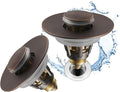 Fransiton 2 Pack Bathroom Sink Stopper, 1.1-1.77 Inch Basin Pop Up Sink Drain Stopper, Anti Clogging Drain Plug with Detachable Hair Catcher, Dark Bronze