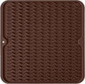 Silicone Dish Drying Mat, Non-Slip Easy Clean Sink Mat Large Heat-resistant Dish Drainer Mat for Kitchen Counter, Sink, Refrigerator or Drawer liner (12" x 12", COFFEE)