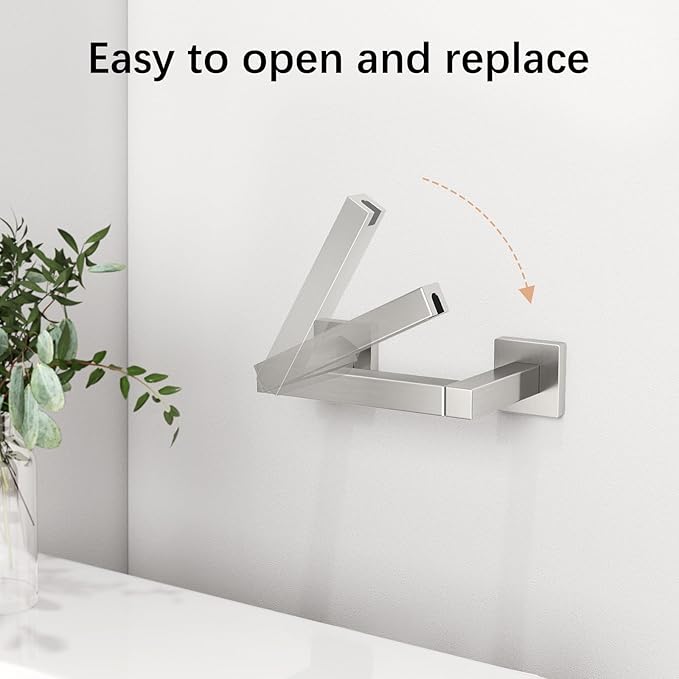 Toilet Paper Holder Wall Mounted Post Pivoting Square Tissue Holders Roll Holder Hangers for Bathroom Commercial Toilet Paper Dispenser, Brushed Nickel