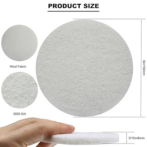 10 Pack 6 Inch Multipurpose White Scrubber Scouring Pads Flocking Scuff Pads -Hoop and Loop Scuff Pads Conditioning Discs Polishing Pad for Furniture Automotive Cleaning, Rust Removal (2000 Grit)