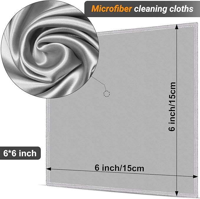 2 Sided Portable Glasses Cleaner Cloth Keychain,Reusable 6X 6-Inch Glasses Cleaning Kit Travel,Microfiber Eye Glasses Lens Cleaning Cloth Wipes Kit with Pouch,Black
