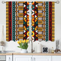 Kente Pattern Kitchen Curtains African Ancient Ethnic Tribal Geometrical Motifs Short Tier Curtains for Bathroom Cafe Small Window Drapes Treatment 2 Panels (27.5x39 Inch)