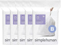 simplehuman Code B 150 Count, Dispenser Packs Custom Fit Liners, Drawstring Trash Bags, 6 Liter / 1.6 Gallon, White
