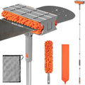 Ceiling Fan Cleaner Duster with 6 Ft/77'' Extension Pole Multi-Functional Chenille Duster Cleaner Kit for Cleaning Fan Blade, Baseboard, Blind, Cobweb, High Ceiling Walls - Reusable & Machine Washable