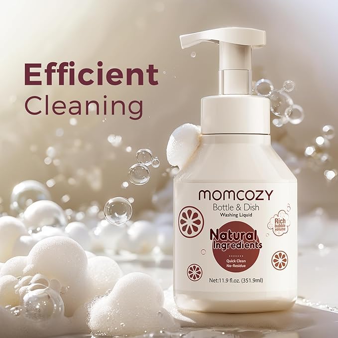 Momcozy Bottle Brush Cleaning Fluid, Powerful Cleaning with Natural Foam, Suitable for Momcozy Press Foaming Clean Bottle Brush Set, 11.9 Ounces