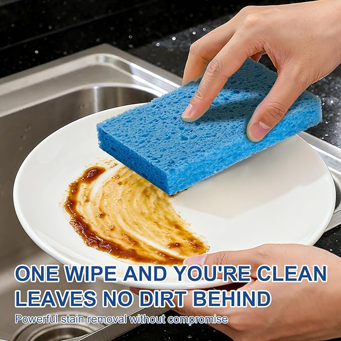 Sponges Kitchen，Cellulose Sponges, Compressed Kitchen for Household Use，for Dishes, Kitchenware, Cleaning for The Shower，Reusable，Save Space (4, Blue)