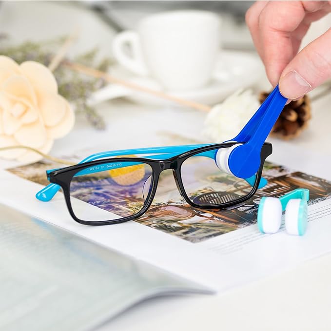Eye Glasses Lens Cleaner Cleaning Brush Tool - Microfiber Mini Sunglasses Cleaner Soft Brush Cleaning Clip 5 Colors (10 Pack)