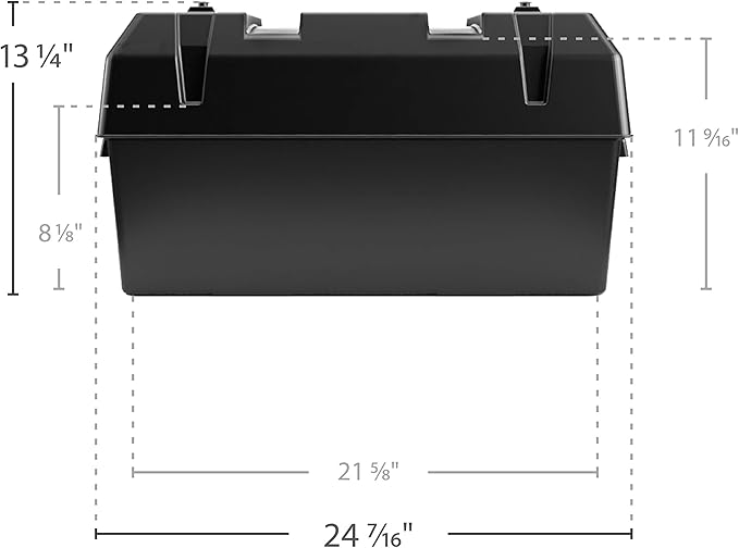 Camco Heavy Duty Double Battery Box with Straps and Hardware - Group GC2 | Safely Stores RV, Automotive, and Marine Batteries | Measures Inside 21-1/2" x 7-3/8" x 11-3/16" | (55374)