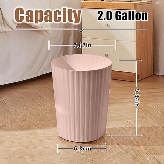Versatile 2 Gallon Plastic Trash Can - The Compact Bin for Bathroom, Kitchen, or Home Office - Pink