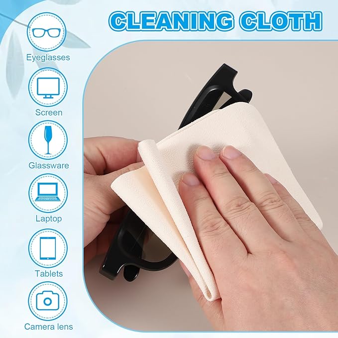 PATIKIL Glasses Cleaning Cloth 7.9" x 7.9", 6 Pcs Microfiber Eyeglasses Cleaner Cloths Soft Suede Wipe Screen for Camera Len Eyeglass Screens Phones Smart Devices, Beige