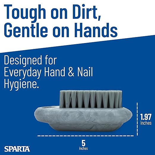 SPARTA 5 Inch Hand and Nail Brush with Stiff Polyester Bristles, Polypropylene Body, Color Coded Scrub Brush for Commercial Foodservice and Industrial Use, Gray