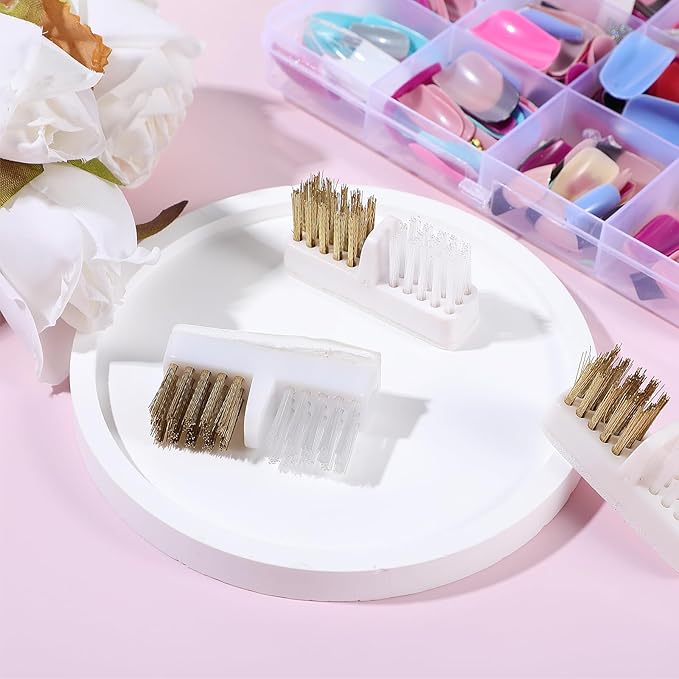 4 Pcs Nail Drill Wire Cleaner Brush Nail Art Cleaning Tool Manicure Wire Drill Cleaner Polishing Grinding Head Copper Brush for Salon or Home Use