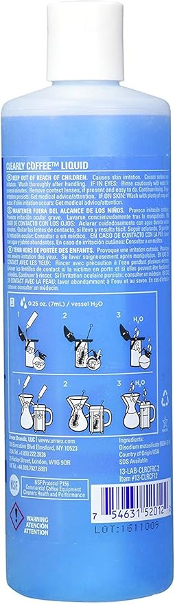 Urnex Clearly Coffee Pot Cleaner - 3 Pack - Made in the USA - French Press Liquid Cleaner for Glass Bowls Airpots Satellite Brewers and Thermal Servers Removes Coffee Oils