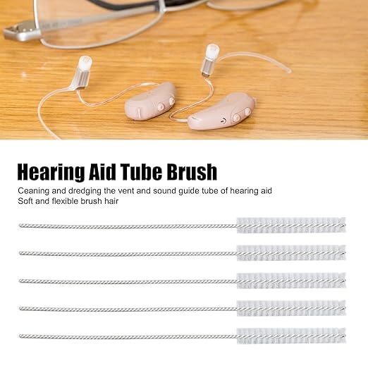 10 Pcs Hearing Aid Vent Tube Cleaning Brush, Professional Nylon Hair Hearing Aid Tube Cleaning Tool Accessory for Clean Small Holes or Pipes