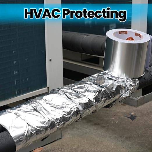 TAPEBEAR Aluminum Foil Tape 5" x 150FT, Heat Reflective Professional Heat Resistant Tape Insulation Heat Shield Silver Metal Tape for Dryer Vent, HVAC, Air Ducts, Metal Repair, AC Vents