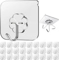 28 Pack Sticky Hooks for Hanging Heavy Duty, Wall Hooks Adhesive, Clear self Adhesive Hooks for Wall, Kitchen, Bathroom, Shower & Ceiling