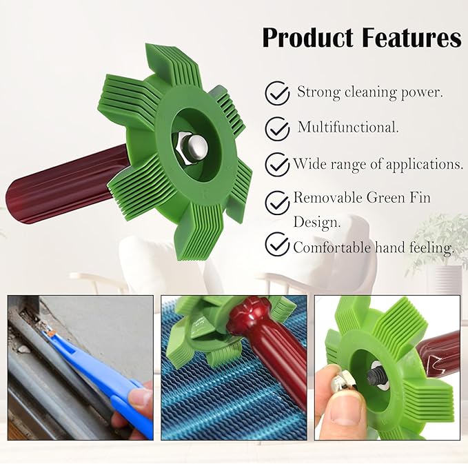 6 Pcs Radiator Comb Tool Set, Multiple Sizes AC Fin Comb Straightener & Condenser Coil Cleaning Brush, Air Conditioner Repair Cleaner Kit for Evaporator Automotive Refrigerator Hvac (Colored)