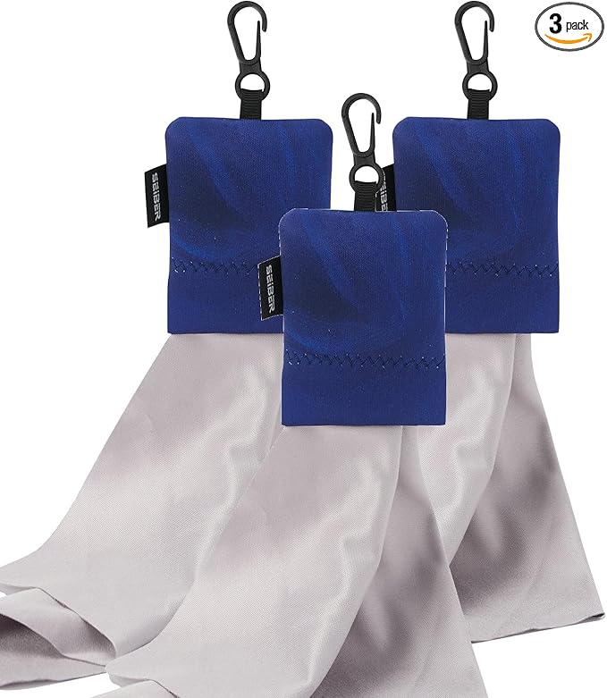 SEIBER Eyeglass Cleaning Microfiber Cloth,7 x 7 inch Glasses Cloth for Sunglasses,Laptops, Cameras,Screen- with Neoprene Pouch,Self-Closing Bottom(3PCS,Blue)