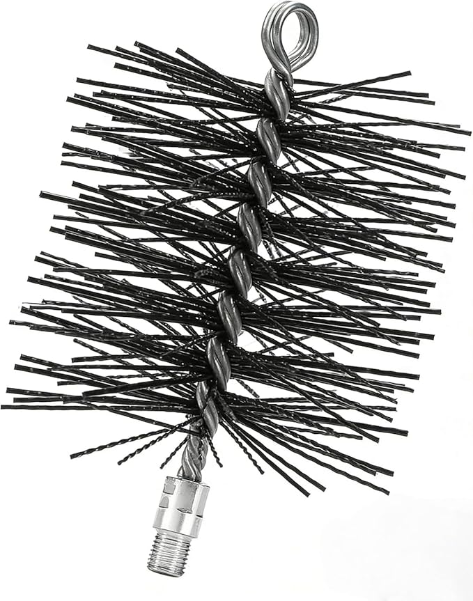 6" Round Poly Chimney Cleaning Brush,1/4 INCH NPSM Fitting,Masonry Flue Compatible 、Stainless Steel Insulated Chimneys, or Metal Stove Pipes