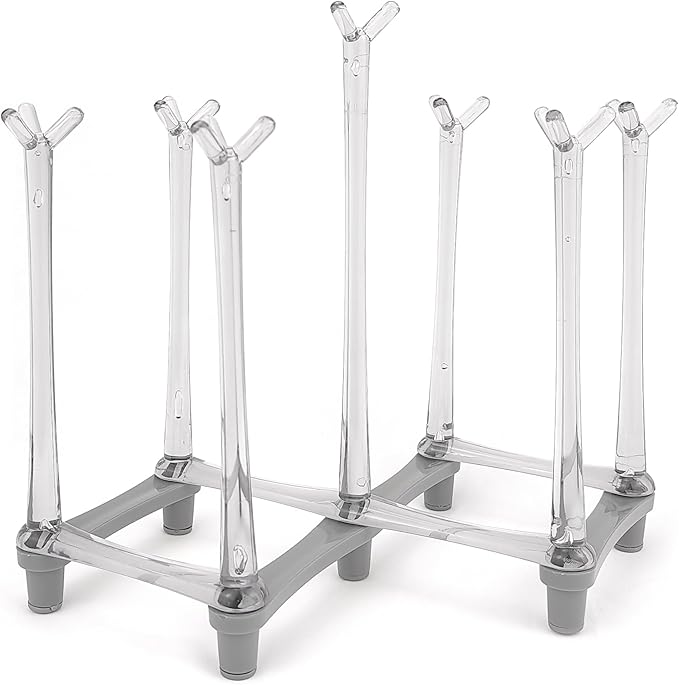 Cup Drying Rack for Bottle,Drinking Glass/Plastic Bag Dryer for Reusable Ziplock Plastic Food Storage Bags Drying Rack Gray