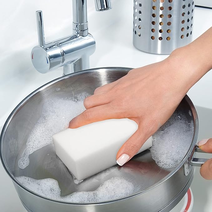 MANCHAP 100 Pack White Melamine Foam Sponge Cleaning Pads, Lightweight Non-Scratch Scrub Sponge Scrubber Foam Dish Sponges Eraser for Wall, Furniture, Kitchen, Car, 3.9 x 2.4 x 0.8 Inch