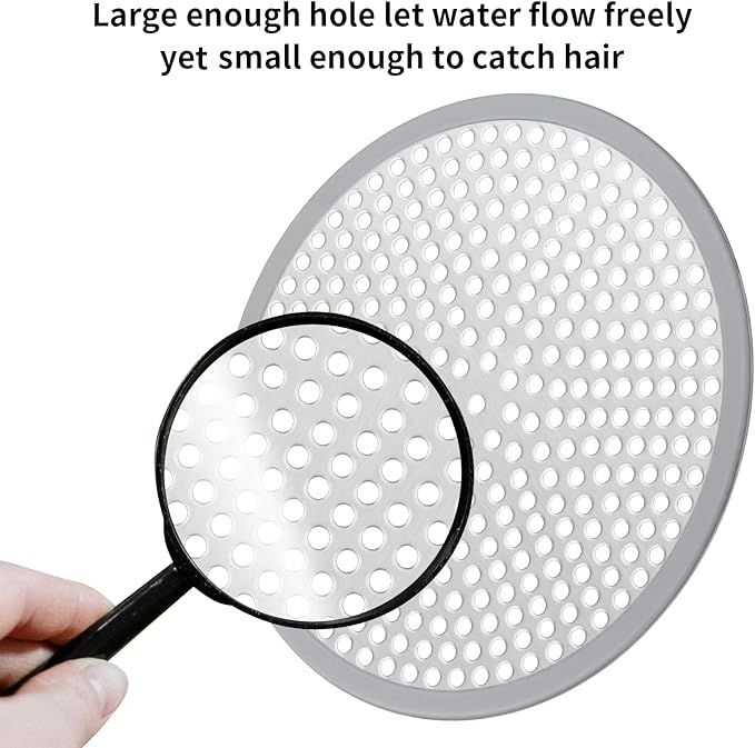 Ohtomber Shower Drain Hair Catcher - 2PCS 4.72” Shower Stall Sink Drain Cover Strainer, Stainless Steel Bathtub Hair Filter Trap Stopper, Bathroom Floor Screen Protector with Silicone Rim