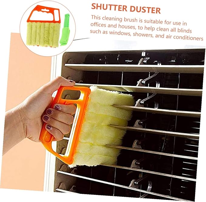 7-Finger and 3-Finger Blinds Cleaning Brushes 2pcs, Sturdy Window Shutter Brush Set with Handle, Multi-Purpose Dusting Tool for Air Conditioner and Window Blinds Cleaning