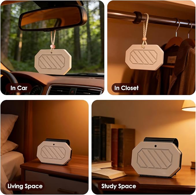 Car Air Freshener, 2-in-1 Stone Car Freshener with Visor Clip & Hanging Scent Diffuser, Natural Scent Stone Diffuser, Long-Lasting Odor Eliminator for Car or Home, Textured Apple Orchard