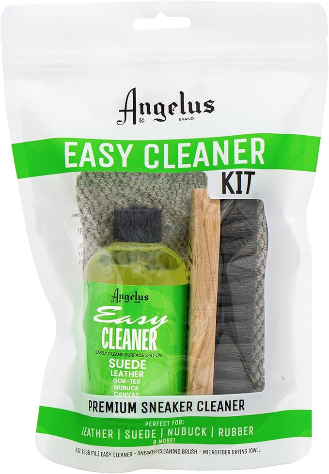 Angelus Shoe Cleaner Kit, 8.6 Oz, Brush, Towel - Professional Sneakers, Leather, Nubuck, Suede Shoe Cleaner Kit - Safe on All Fabrics, Gentle Yet Powerful Сleaning Formula - Made in USA