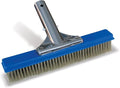 Poolmaster 20177 10-Inch Aluminum-Back Swimming Pool Algae Brush with Stainless Steel Bristles, Classic Collection