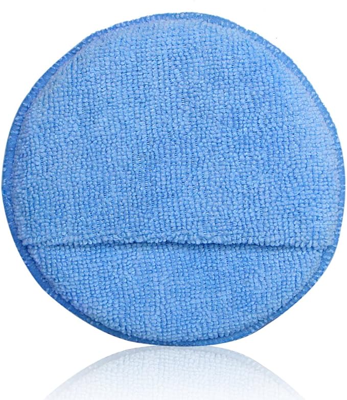Microfiber Wax Applicator, AutoCare Ultra-Soft Microfiber Wax Applicator Pads with Finger Pocket Wax Applicator for Cars Wax Applicator Foam Sponge (Blue, 5" Diameter, Pack of 10)
