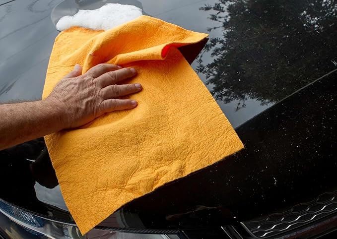 The Original Reusable Shammy Cloth 20" x 14" - Super Absorbent Chamois Towel - Great for Cars, Boats, Trucks, and RVs - Natural Viscose Sponge Cloth - Eco Friendly (12 Pack)