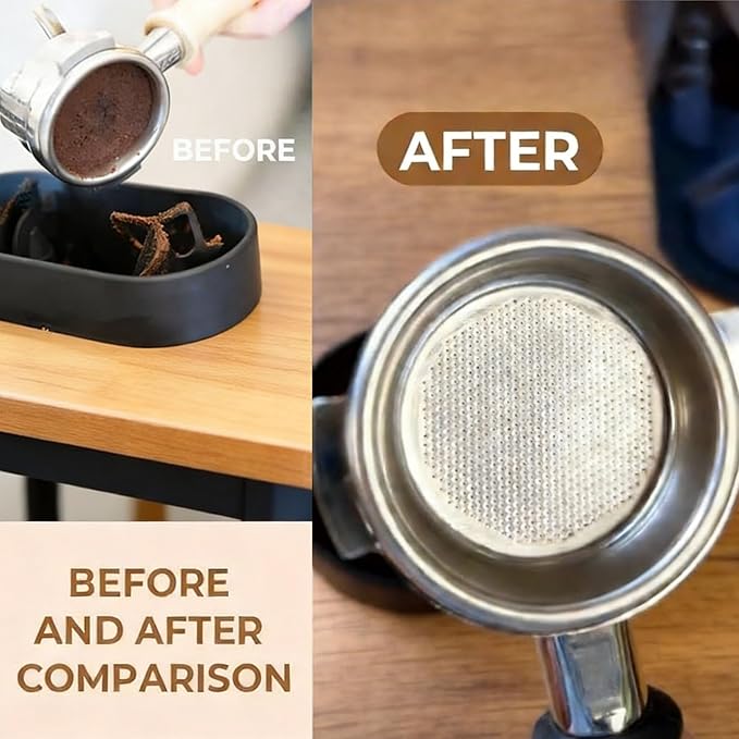 Premium Espresso Clean Holder,Coffee Portafilter Cleaning Kit,Coffee Machine Filter Cleaning Device for 51/53/58mm Systems,Electric Automatic Knock Box Cleaner (THREE)
