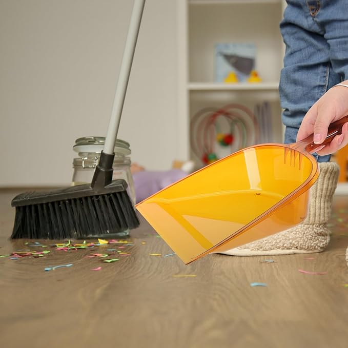 Yellow Thickened Handheld Dustpan Shovel for Home and Office Cleaning, Plastic Kitchen and Desktop Garbage Shovel for Bedroom and Household Use