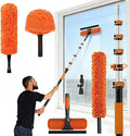 30FT High Ceiling Duster Kits with 5-24FT Telescoping Extension Pole - Fan Blade Cleaner, Cobweb Remover & Window Cleaning Kit, Washable Dust Brush for High Roof and Glass Surfaces