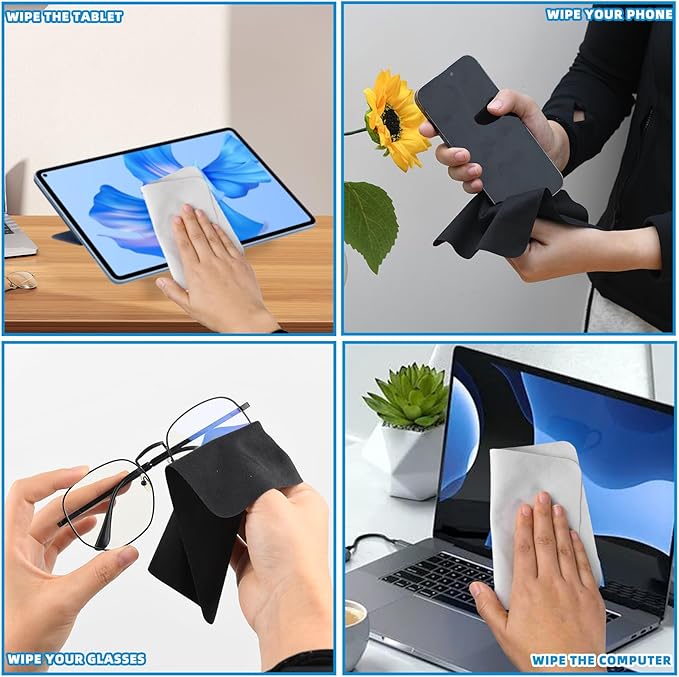 15 Pcs Glasses Cleaning Cloth Cleaner Wipes for Sunglasses, Cell Phone, Laptop, Jewelry, Cameras and LCD TV Screens (5 Colors)