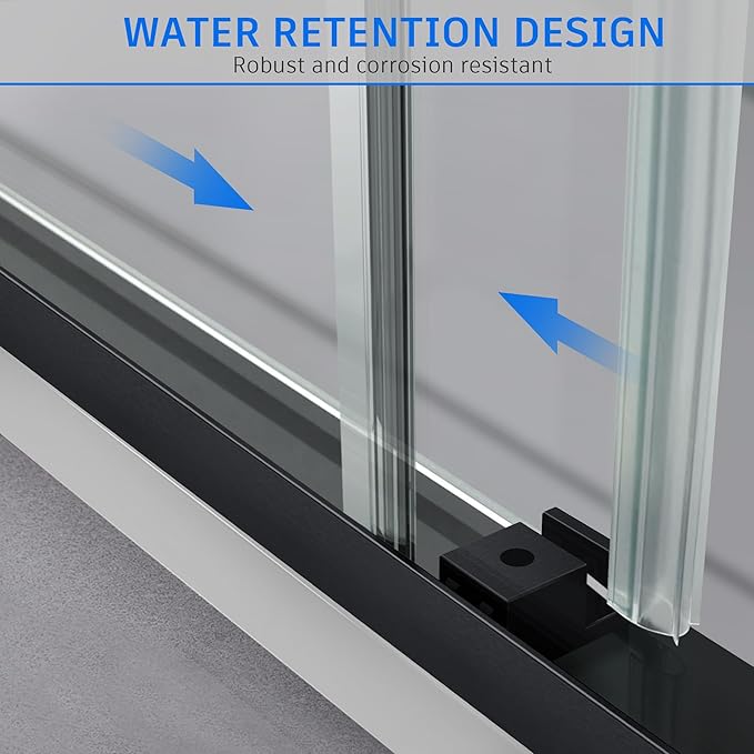 Frameless Sliding Shower Door, 56-60" W x 76" H Glass Shower Door with 5/16" (8mm) Clear Tempered Safety Glass, Stainless Steel Hardware, Double Sliding Shower Door, Matte Black