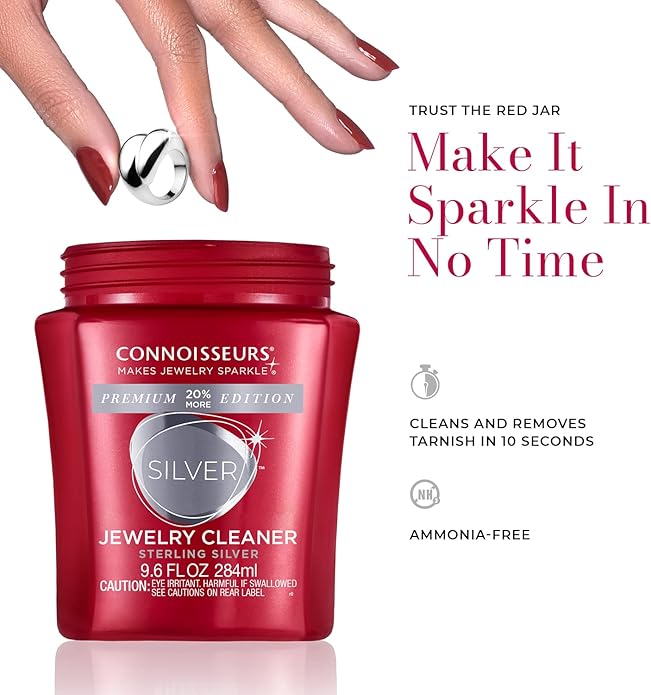 CONNOISSEURS Premium Edition Jewelry Cleaner, Value Size 9.6oz - Pick from Fine, Silver or Delicate Jewelry Cleaner